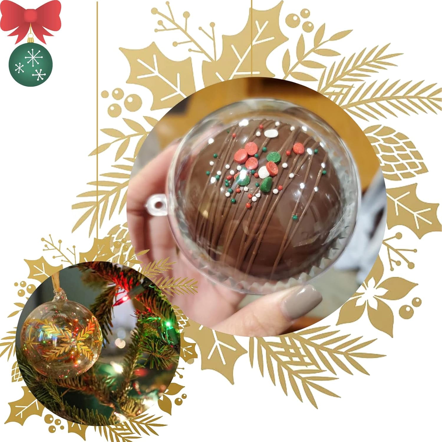 Topboutique 50 Pcs Clear Fillable Ornaments Ball Transparent DIY Craft Ball 5 Size Christmas Ornament Ball Acrylic Fillable Ball Plastic Decorative Hanging Ornaments Ball for Christmas Tree Decor