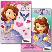 Disney Sofia the First coloring and Activity Book Set with Stickers (2 Books)