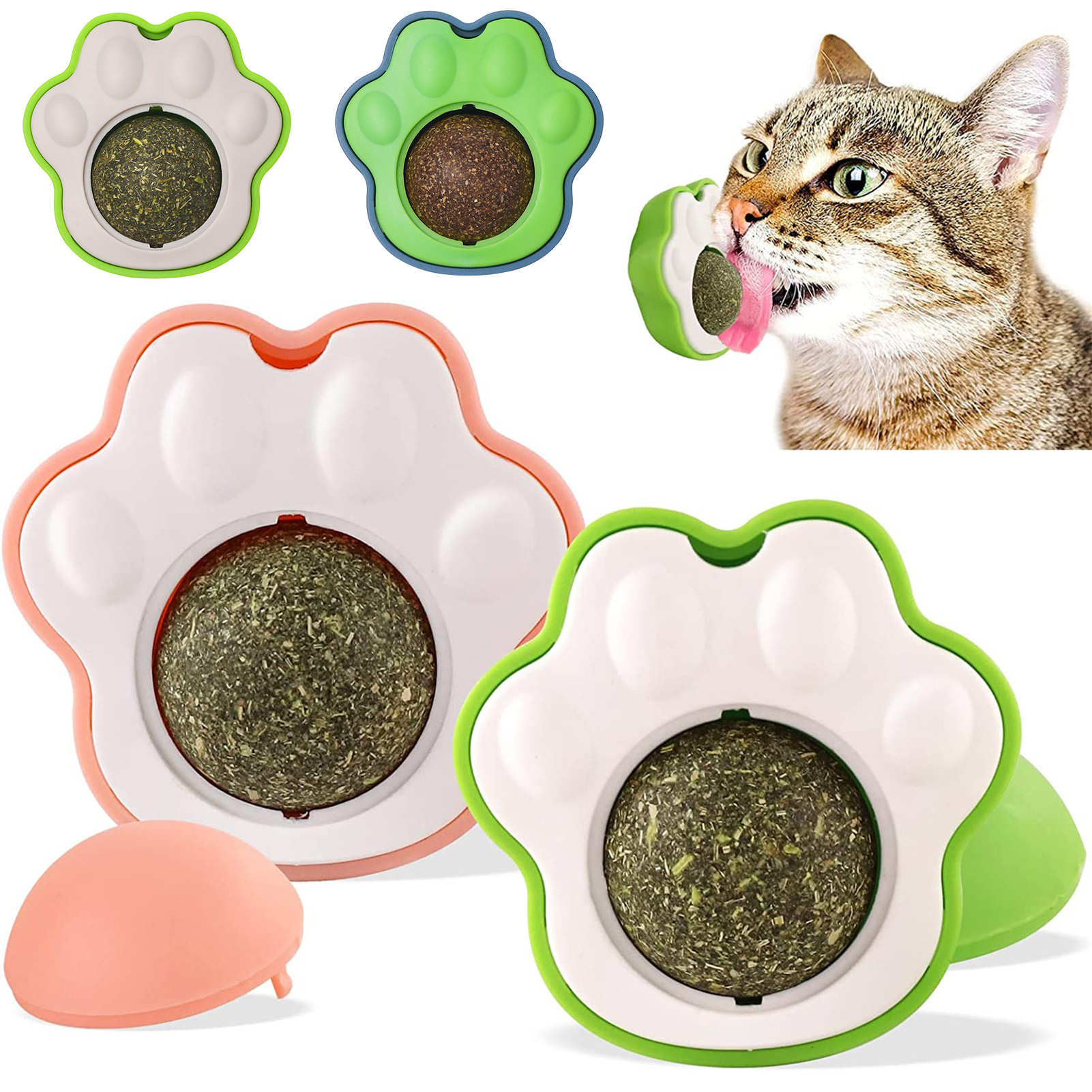 Qweryboo 4 Pcs Catnip Ball for Cats Wall, Silvervine Catnip Balls