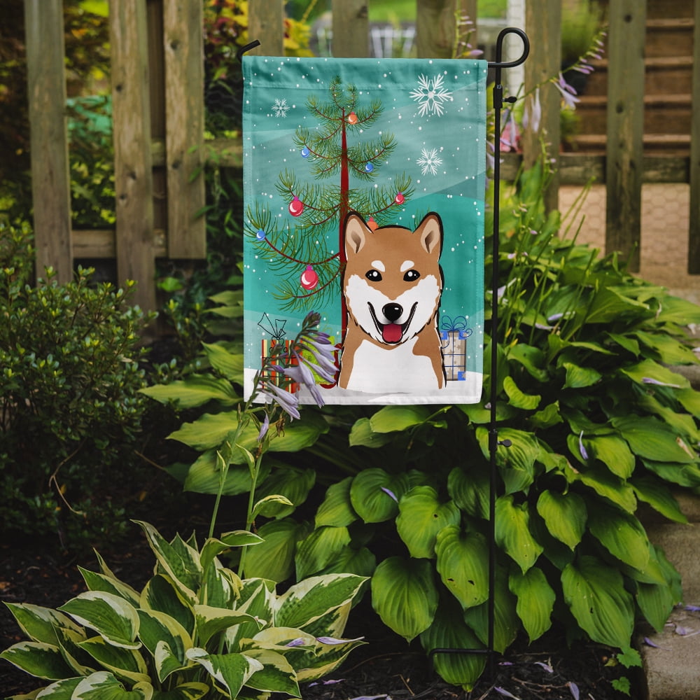 Christmas Tree and Shiba Inu Garden Flag