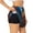 Black, variant on Red And Blue Fire Dragon E Printed 2 in 1 Women's Workout Shorts for Athletic Gym Running Shorts with Phone Pockets-Medium