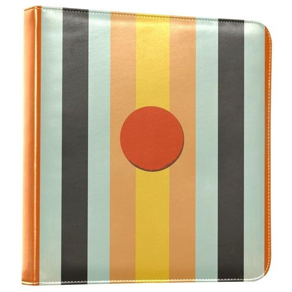 FORMRS 3 Ring Photo Album 4"x6" Self Adhesive Large Capacity PU Leather Cover, Stripes and Circle