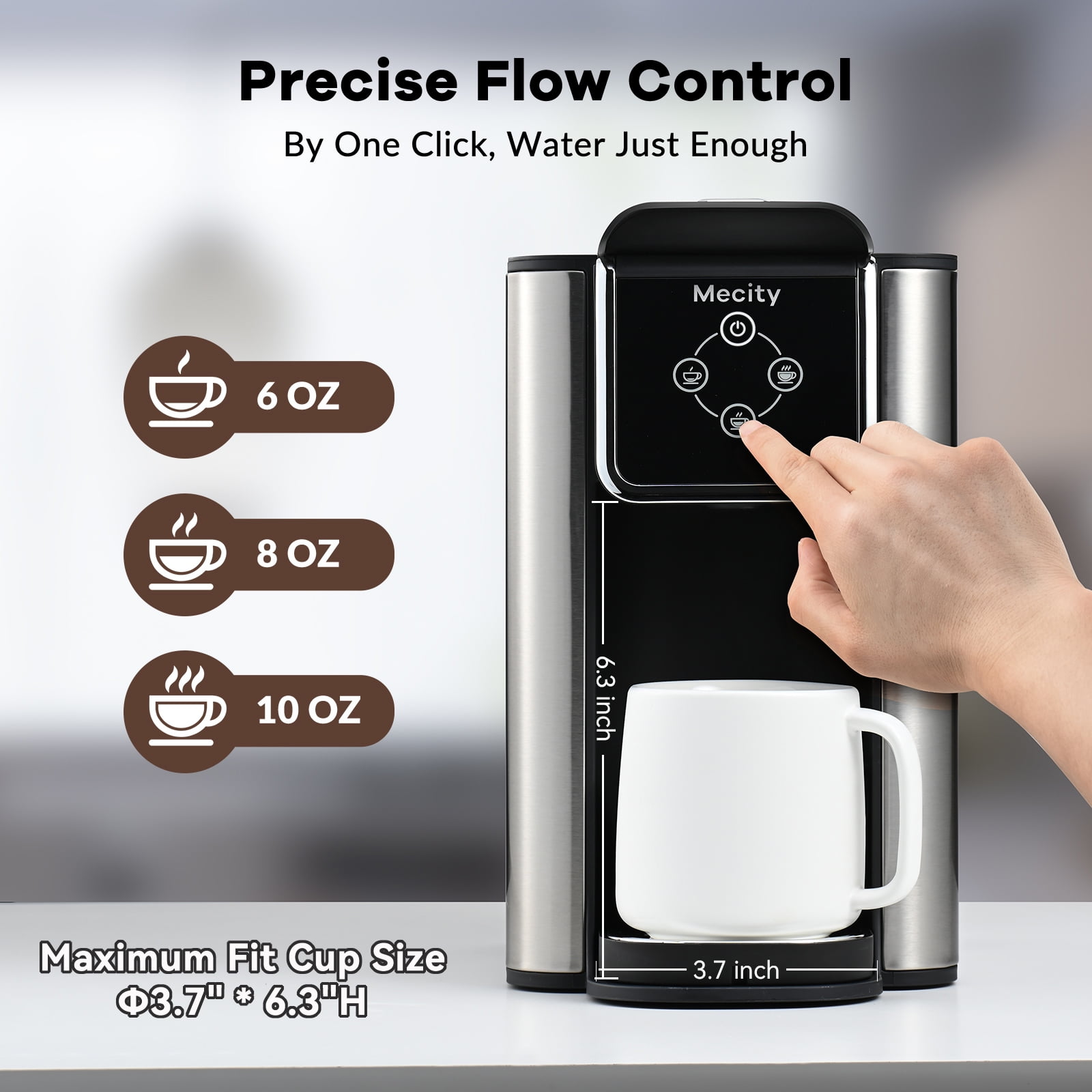 Mecity Coffee Maker 3-in-1 Single Serve Coffee Machine, Compatible with  K-cup Coffee Capsule, Instant Coffee Brewer, Loose Tea maker, 6,8,10 Ounce