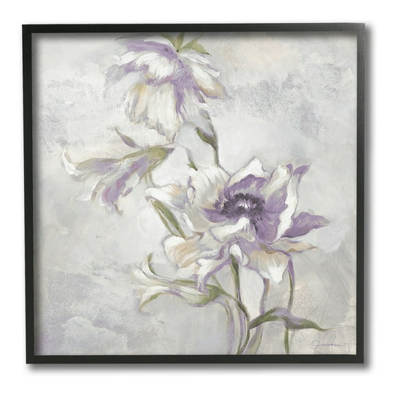 Stupell Industries Purple Curling Petals Botanical & Floral Painting Black Framed Art Print Wall Art, 12 x 12