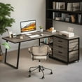 thumbnail image 4 of Reversible L-Shaped Desk with File Cabinet - 53"W×19.7"D, 2 Drawers, 2 Open Shelves, Industrial Style - for Home Office, Gaming & Study, 4 of 8