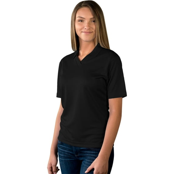 BlueGeneration Ladies Solid Wicking V-Neck - Black 2 Extra Large Solid