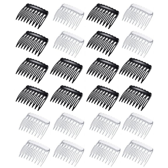 JTNero 24 Pieces Small Hair Side Combs Plastic French Teeth Hair Combs Hair Clip Comb DIY Bridal Wedding Veil Comb for Fine Hair and Most Hairstyles Black and Clear