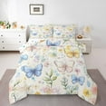 thumbnail image 3 of Homewish Cartoon Butterfly Animal Full Size Comforter Sets, Rustic Leaf Plant Bedding Comforter Set, Chic Watercolor Reversible Bedding Sets, Ultra Soft Bedroom Decor, 3 Pieces, 3 of 8