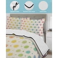 thumbnail image 4 of Quilts Twin Size Bedding Set, Colorful Polka Dot Lightweight Quilted Comforter, Cartoon Watercolor Geometric Beige Soft Reversible Bedspread Coverlet with Pillow Covers for All Season, 68" x 86", 4 of 7