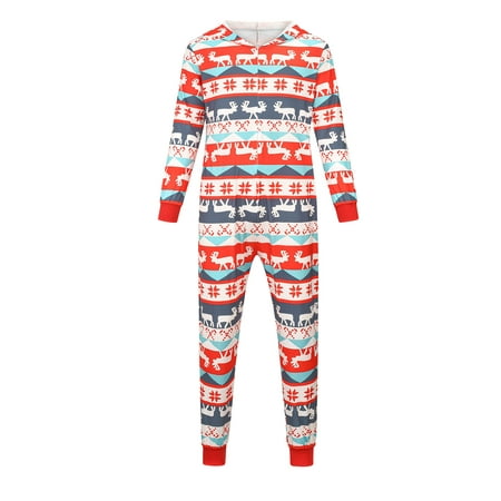 

New cute fashion Christmas hooded printing family European and American pajamas parent-child jumpsuit kids Reduced Price and Clearance Sale