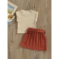 thumbnail image 4 of Toddler Girls Sleeveless Round Neck RIbbed Top + Bow Belted Skirt 2 Piece Outfits Set 1-5 Years, 4 of 9