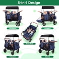 thumbnail image 6 of Vomeast Upgrade Wagon Stroller for 4 Kids, 4-Seater Outdoor Baby Stroller Wagon with Canopy, 5-Point Harness, Adjustable Handle(Blue), 6 of 12