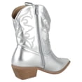 thumbnail image 3 of TOP MODA Women Cowgirl Cowboy Western Stitched Ankle Boots Pointy Toe Booties Side Zipper Silver 6.5, 3 of 4