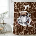 thumbnail image 6 of Polyester Fabric Coffee Shower Curtain, Vintage Art Pastoral Waterproof Bathtub Curtain Bathroom Decor Set with Hooks 66 x 72 Inches, 6 of 6