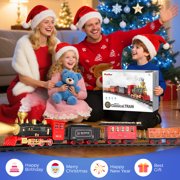 Flooyes Train Set for Boys Girls, Classic Train Toys with Smoke, Light & Sound,Under the Christmas Tree Toy Train Set, Christmas Birthday Gift for Kids 3+ Years Old