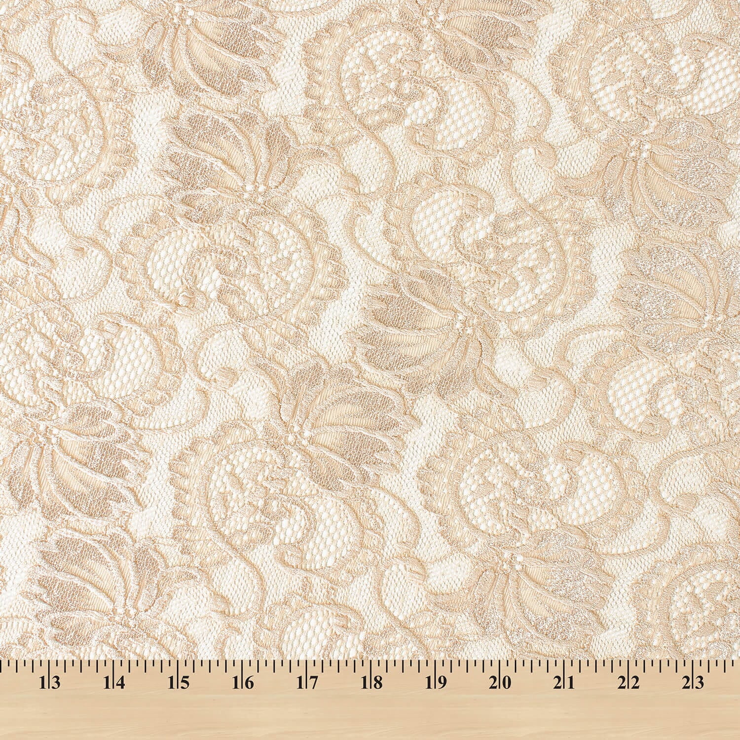 Stretch Lace Fabric Embroidered Poly Spandex French Floral Victoria 58" Wide by the yard (Nude)
