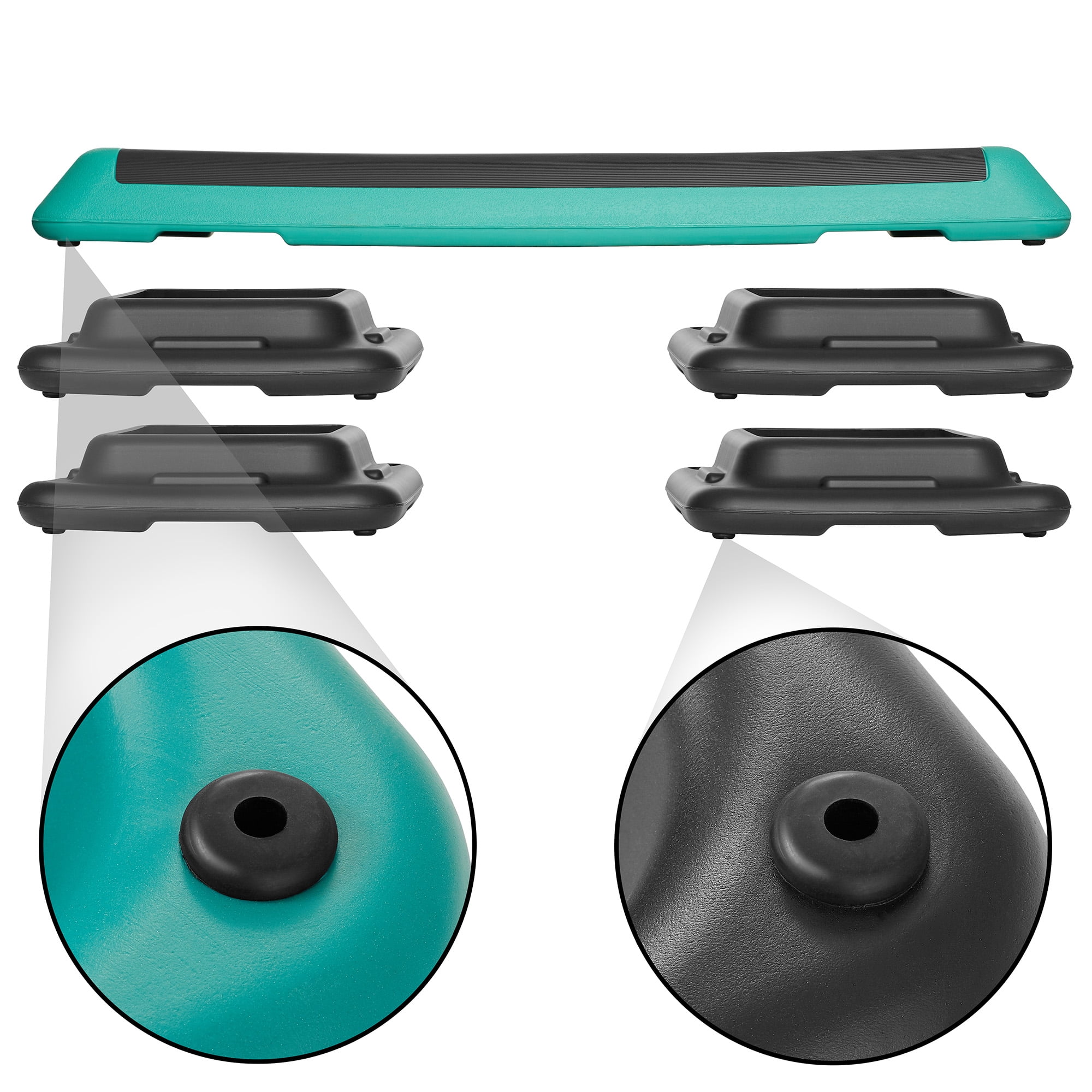 Philosophy Gym Exercise Step Platform, Health Club Size with Adjustable Height and 4 Risers - Green