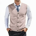 thumbnail image 2 of YMNXA Mens Sweaters Vest Sleeveless V Neck Solid Color Buttons Knitted Comfortable Slim Fit Top For Casual Daily Wear Khaki Xl, 2 of 5