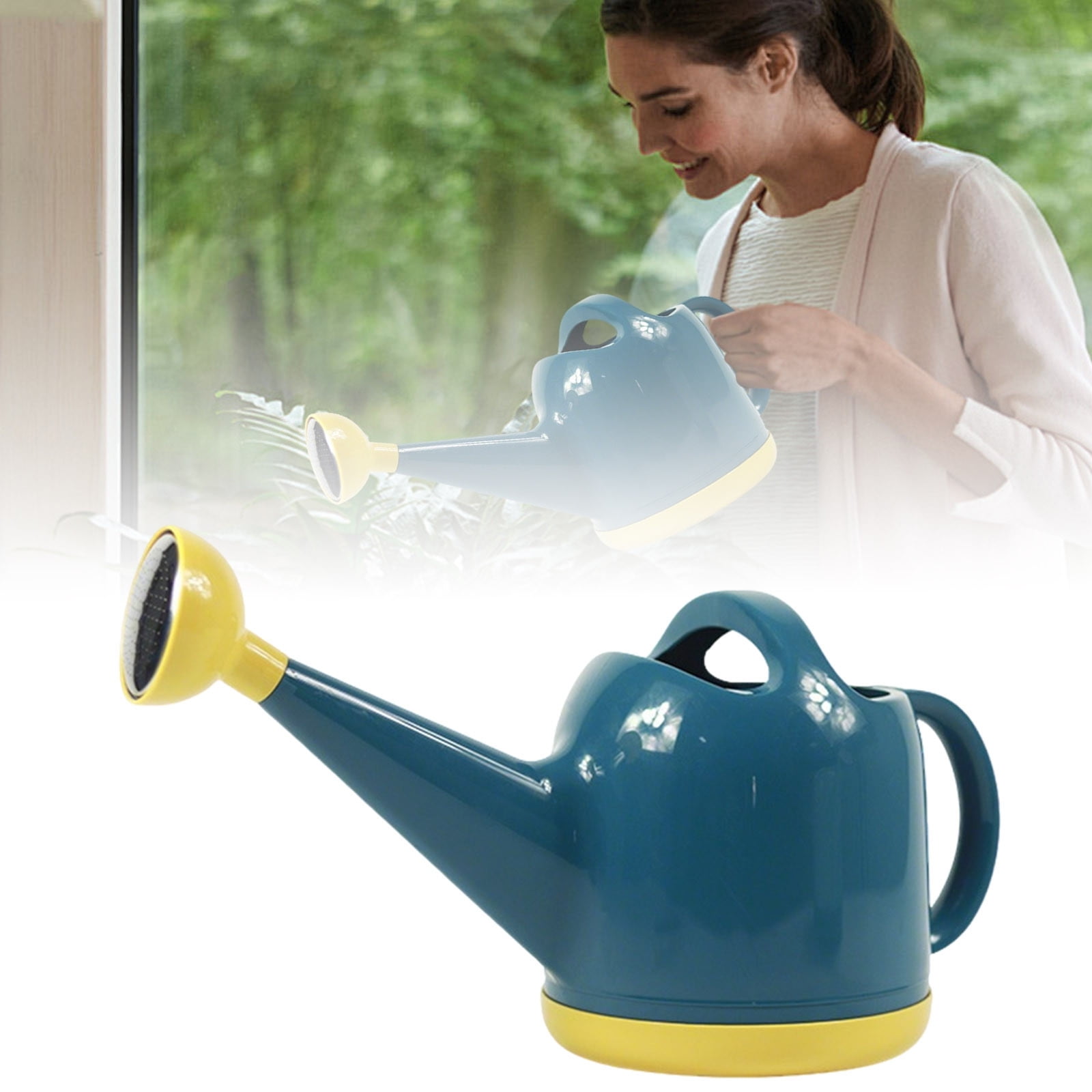 Large Capacity Watering Can with Long Spout - Removable Sprinkler Head Garden Watering Pot for Indoor & Outdoor Plants, Modern Plastic Watering Can for Flowers