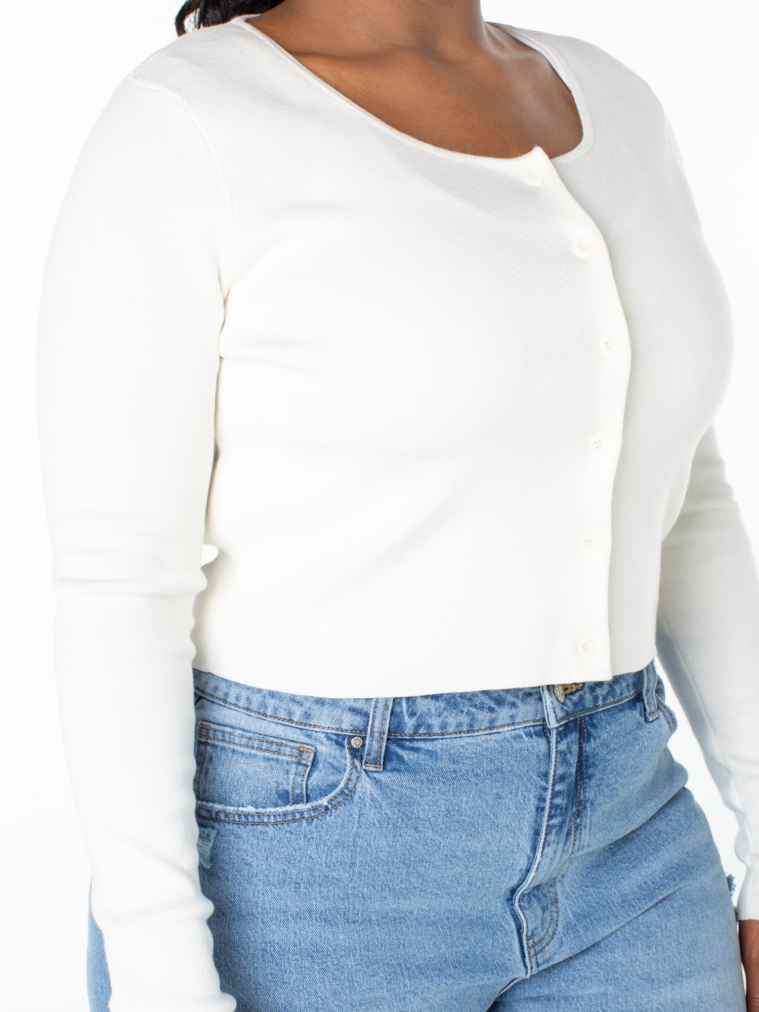 Celebrity Pink Women’s Cropped Cardigan with Long Sleeves, Sizes XS-4XL