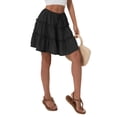 thumbnail image 2 of Falda Corta Acampanada con Estampado Floral para Mujer, Minifalda Playera con Volantes y Cintura Alta. Negro XL, 2 of 8