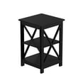 thumbnail image 7 of Lavish Home Wooden End Table, Modern Style Sofa Side Table with X-Leg Design and Two Shelves (Black), 7 of 7