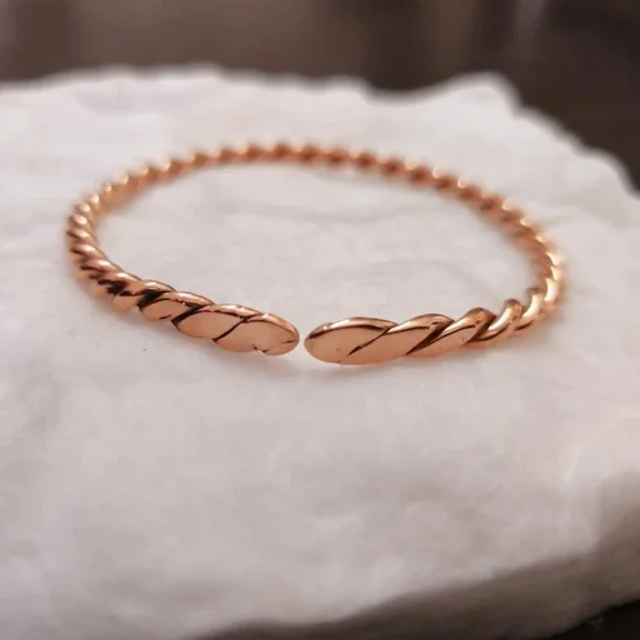 Pure Copper Tensor Ring Bangle Bracelet, Copper round cuff adjustable bangle