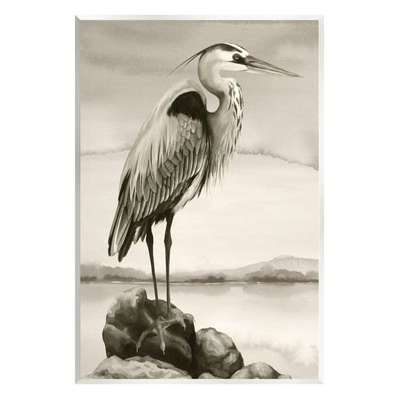 Stupell Industries Heron Perched at Sea Animals & Insects Painting Unframed Art Print Wall Art, 10 x 15