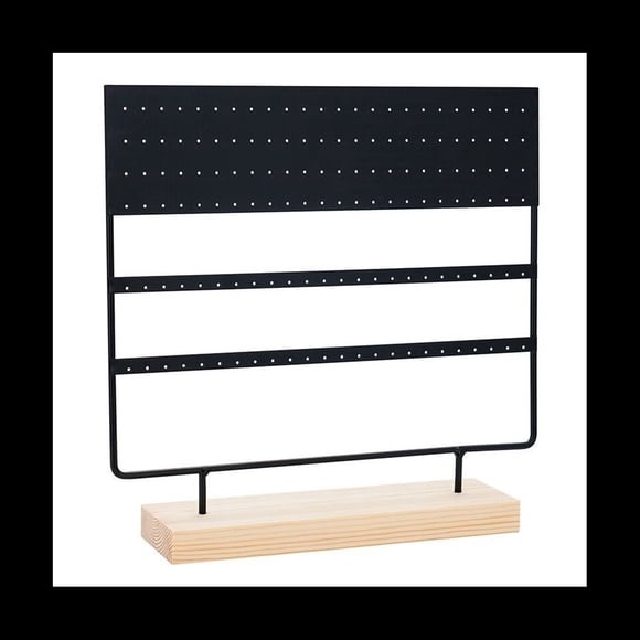 Earring Holder Earring Organizer Stand 6-Layer 144 Holes Earring Display Stand with Wooden Tray for Hanging Earrings,1 x jewelry storage rack,Black