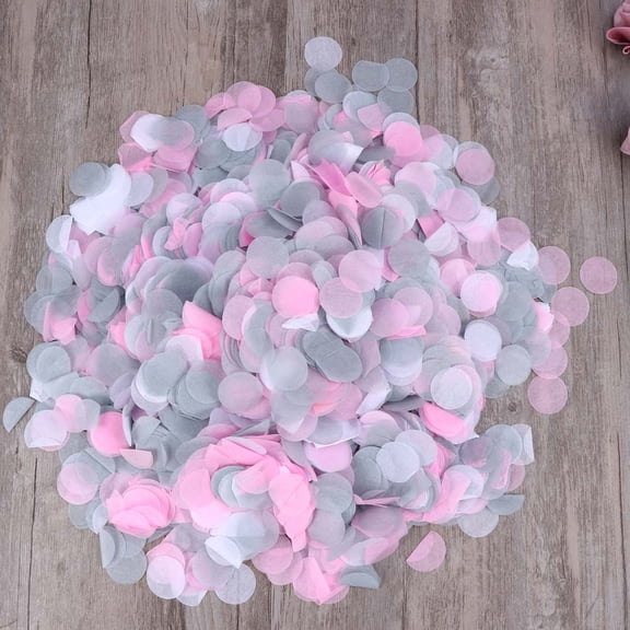 HEMOTON 5000pcs 2.5cm Round Wedding Party Confetti Paper Cuttings Table Scatter for Wedding Decor (White, & Grey Mix)