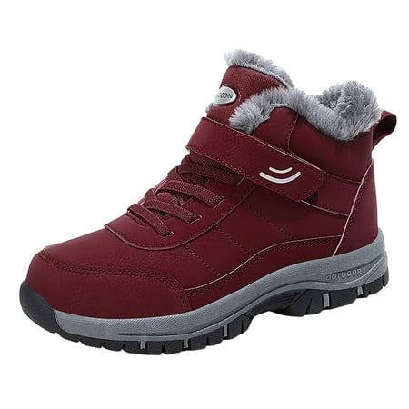 

XDDST Red Men s Shoes Winter Classic Versatile High Top Plush Thickened Soft Elastic Cotton Shoes Sports Snowfield Non Slip Warm Walking Shoes