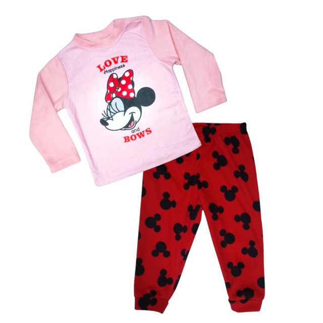 Conjunto Pijama Minnie Mouse para Bebé, Manga Larga Pantalón Talla 3X Color Rosa