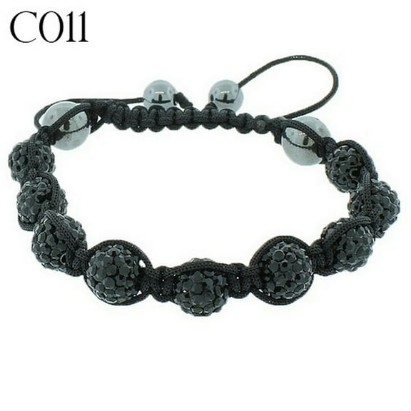 Black CZ Cord Simulated Onyx Macrame Beaded Bracelet
