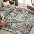 thumbnail image 4 of FairOnly 4'x6'Oriental Vintage Floral Area Rug for Bedroom Low Pile Soft Distressed Machine Washable Rug for Living Room Dining Room,Brown, 4 of 7