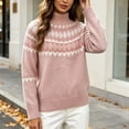 thumbnail image 6 of Women's Fair Isle Sweater Mock Neck Long Sleeve Loose Fit Casual Pullover Top, 6 of 8