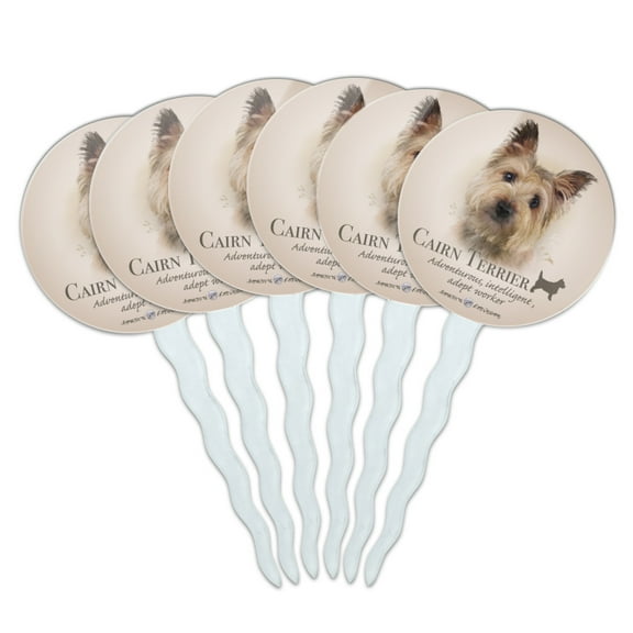 Cairn Terrier Dog Breed Cupcake Picks Toppers Decoration Set of 6