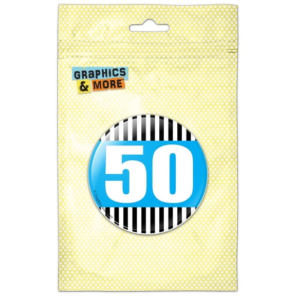 Birthday Stripes Blue 50 Pinback Button Pin Badge