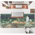 thumbnail image 4 of Cute Desk Mat Kawaii Bear XL Large Gaming Mouse Pads Desk Pad Desk Mats Pads on top of Desks Mousepad Cute Anime Plant Desk Protector 31.5x11.8 in, Aesthetic Brown and Green Forest Keyboard Pad, 4 of 6