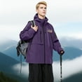 thumbnail image 4 of EchfiProm Lightweight Women Windbreaker Jacket Purple Travel Waterproof Hooded Zip-up Coat, 4 of 7