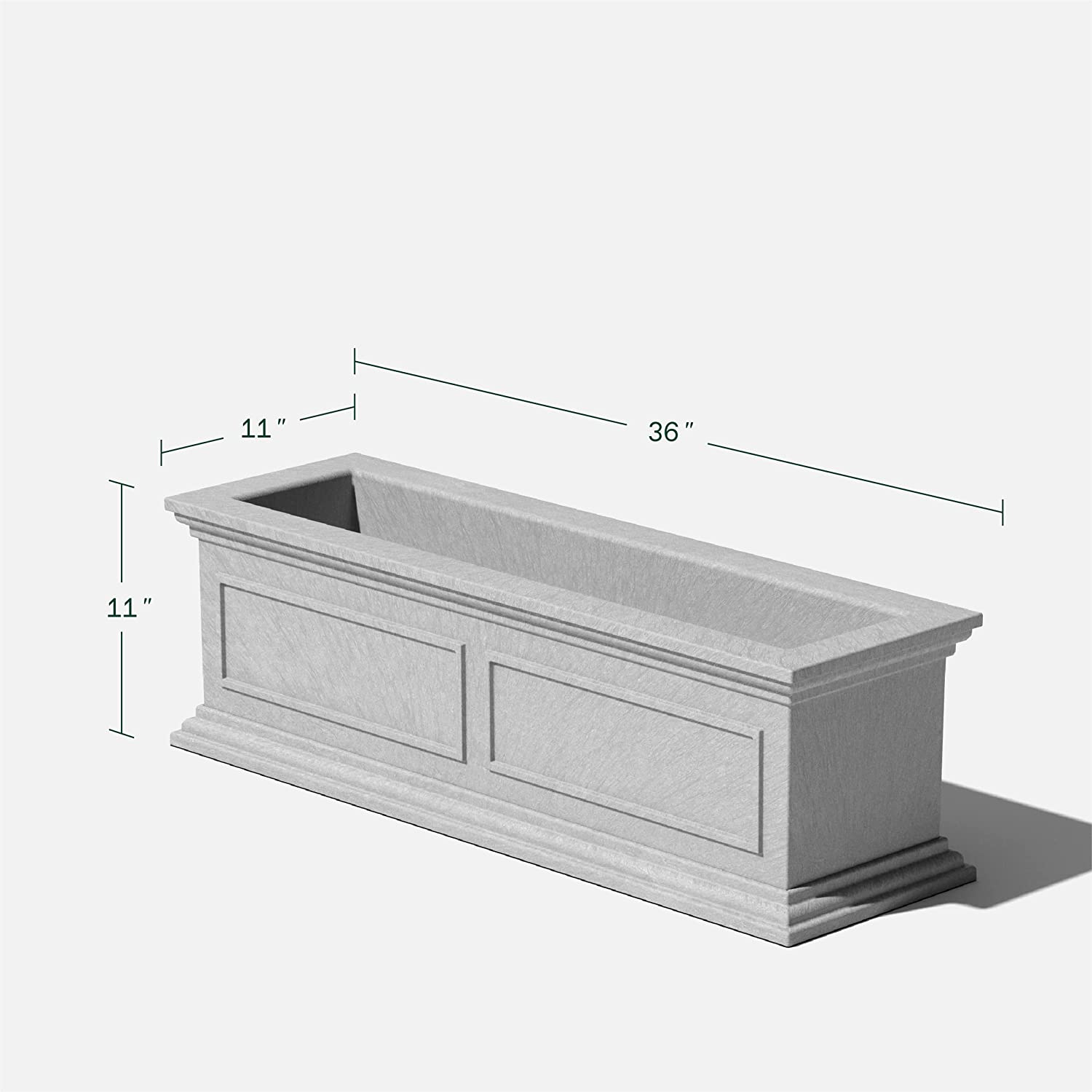 QHTER Brixton Window Box Plastic Planter - Large Rectangular Planter for Outdoor Balcony/Windowsill | Crack-Resistant All-Weather | Classic Estate Design for Flowers, Herbs, Succulents