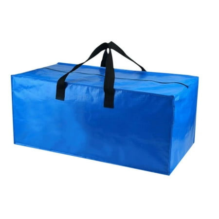 

ZAROYEAX Blue Woven Zipper Tote Bag with Coating for Moving and Packing （1PC）