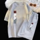 thumbnail image 3 of Conjunto de dos piezas de camiseta y pantalones cortos de manga corta con estampado de lujo de marca para hombre, traje informal para correr con estampado de gofres, ropa de entrenamiento de verano M-, 3 of 5