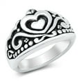 thumbnail image 1 of Beautiful Elegant Oxidized Promise Heart Filigree Swirl Ring .925 Sterling Silver Band Female Size 9, 1 of 4