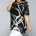 thumbnail image 2 of Plus Size Blouse Women Blouse Flared Sleeve Irregular Hem Colorblock Plus Size Top, 2 of 8