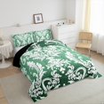 thumbnail image 4 of Manfei Tribal Damask Flower Queen Comforter Set, Green Mandala Bedding Sets, Western Bohemian Theme Reversible Bedding Comforter Set, Microfiber Bedroom Decor, 3 Pieces, 4 of 9