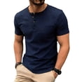 thumbnail image 3 of Xcmzpl Men's Waffle Henley Shirts Short Sleeve Casual Basic Tee Summer Button Soild T Shirts Camiseta Henley de Malla Gofre de Manga Corta Masculina, 3 of 10