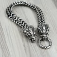 thumbnail image 2 of 14K White Gold Mesh Chain Wolf Punk Bracelet with Spring Ring Clasp Men\\'s Biker Jewelry Punk Rock Party Accessory, 2 of 7