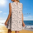 thumbnail image 4 of Vestido Corto para Mujeres Verano Moda Casual Impreso Lado Plisado Cuello Redondo Vestido sin Mangas para el Uso Diario, 4 of 7