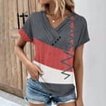 thumbnail image 2 of Women's V-Neck Fashion Casual Short-Sleeved Spring And Summer Top Dark Gray,S, 2 of 5