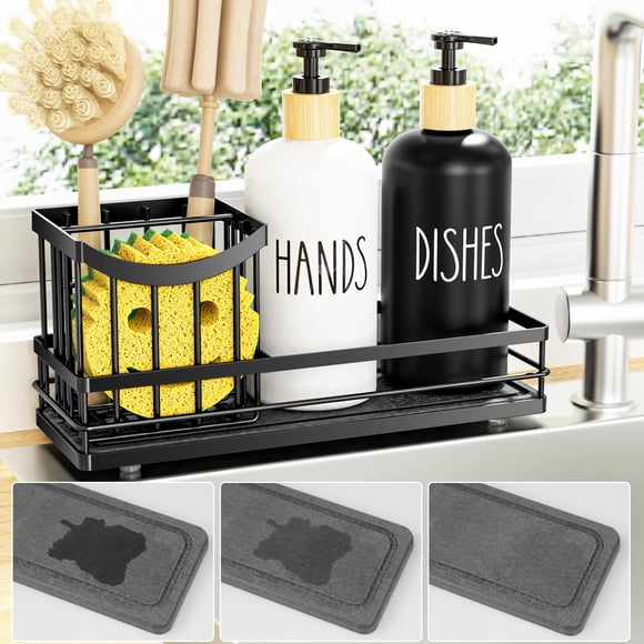 Set dispensador de jabón Moforoco Kitchen, botella de vidrio de 500 ml